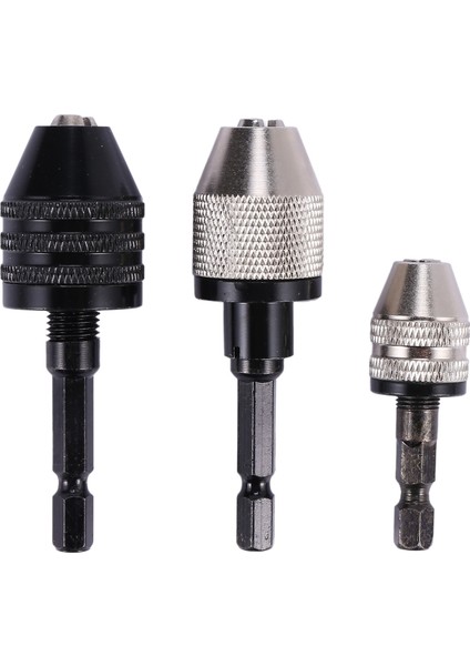 1/4 Inç Hex Shank ile 3 Adet Anahtarsız Matkap Chuck Dönüşüm Aracı Set, Elektrikli Grinde Için Hızlı Bırakma Adaptörü Dönüştürücü
