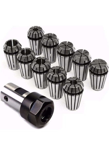 10 Adet ER16 Yaylı Pens + Motor Mili 8mm Uzatma Çubuğu Tutucu Cnc Freze Torna Aracı Oyma Makinesi
