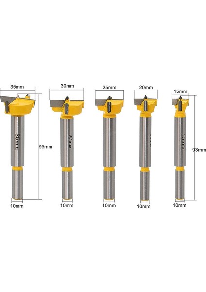 Adet Forstner Ipuçları Menteşe Sıkıcı Matkap Ucu Seti Marangozluk Için Ahşap Pencere Delik Kesici Burgu Ahşap Delme Çapı 15 20 25 30 35MM-SARI(Yurt Dışından) fırsatları