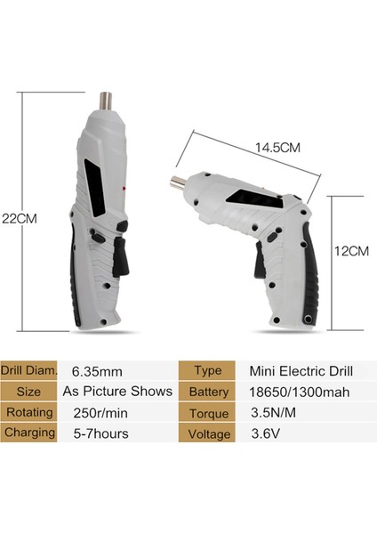 Mini Kordonsuzçalışma Işıklı Elektrikli Tornavida USB Şarj Edilebilir Matkap Sürücüsü Stadnard/ters Çok Işlevli Iki Kavrama Modu
