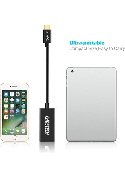 Choetech USB C HDMI Kablo Adaptörü 4K 60Hz USB 3.1 Tip C (Thunderbolt 3 Uyumlu) Galaxy S8,macbook 2018/2017 ile Uyumlu