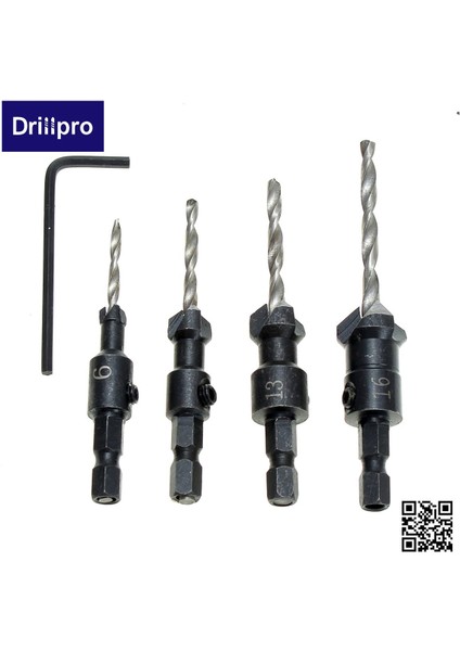 Drillpro 4 Adet Marangozluk Havşa Matkap Ucu Seti Ağaç Işleme + Altıgen Şaft #6 #10 #13 #16 modelleri