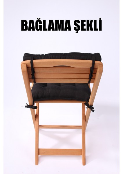 Lüx Bistro Ahşap Mutfak Bahçe Sandalye Minderi Seti 2 Parça Sırtlıklı