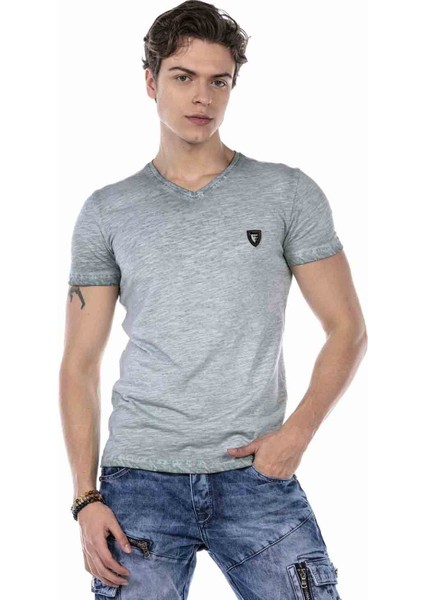 CT647 Yeşil Melanj Basic T-Shirt