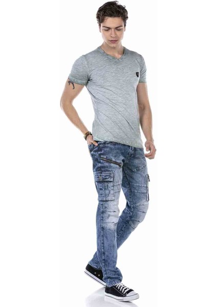 CT647 Yeşil Melanj Basic T-Shirt modelleri