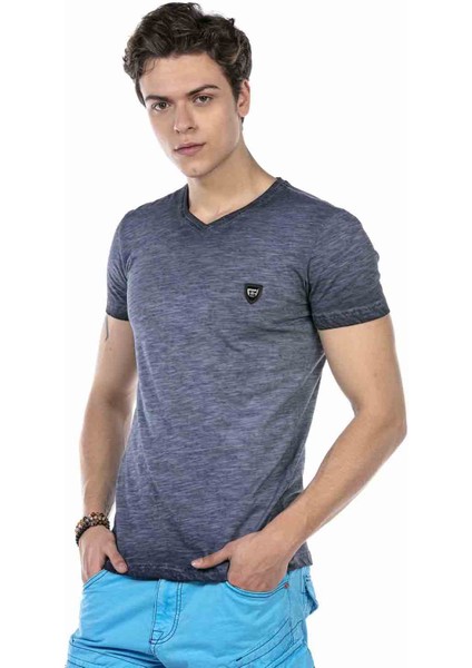 Cipo & Baxx CT647 Lacivert Basic T-Shirt