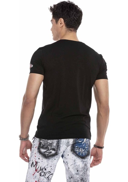 Cipo & Baxx CT617 Black Baskılı Siyah T-Shirt