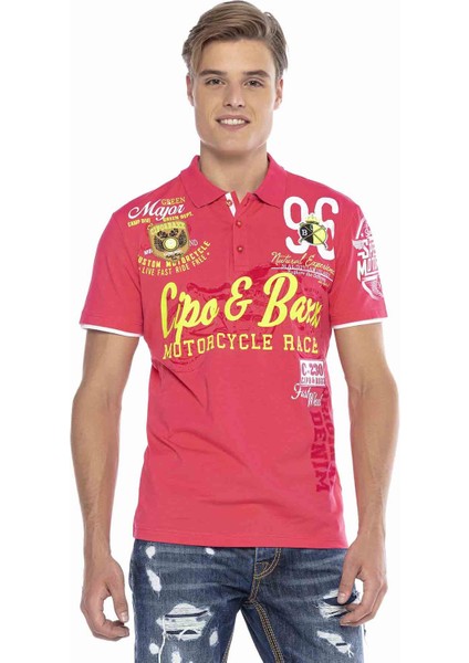 CT604 Armalı Slim Fuşya Erkek Polo T-Shirt