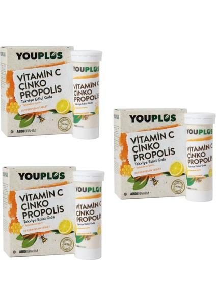 Vitamin C Çinko Propolis 20 Tablet 3'lü Paket