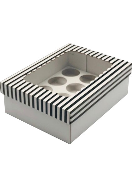 22X30X10 Pencere Kapaklı 12'li Cupcake Kutusu (10 Adet)