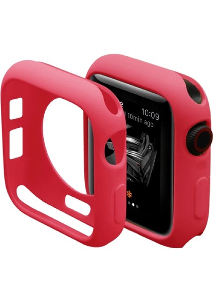 Apple Watch Uyumlu Seri 1 2 3 4 5 6 Se(45 Mm)Önü Açık Tasarım Yumuşak Silikon Kılıf Kırmızı
