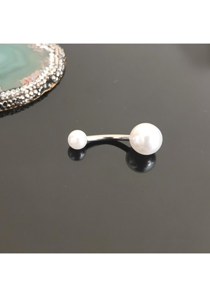 Cerrahi Çelik Incili Göbek Piercing - Bar 12 mm - 1 Adet