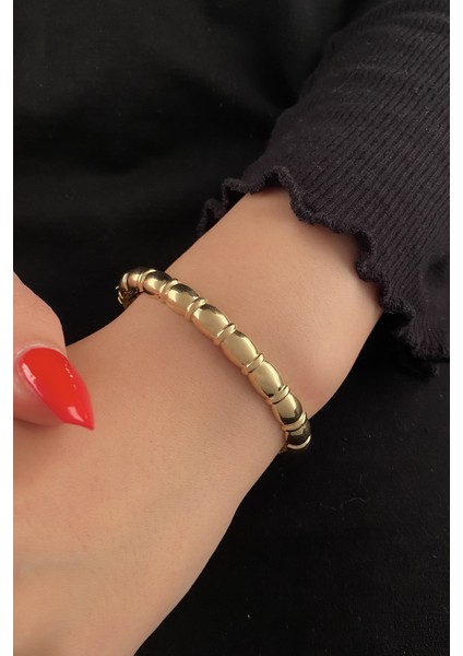 14 Ayar Altın Sıralı Bombeler Kelepçe