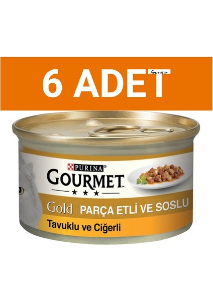Gourmet Gold Parça Etli Soslu Tavuklu Ciğerli 85 gr Yaş Mama 6 Adet