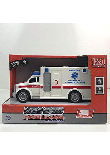 2013000406000 Nıtro Speed 1:20 Polis Ambulans, Beyaz, Çok Renkli Pedallı A