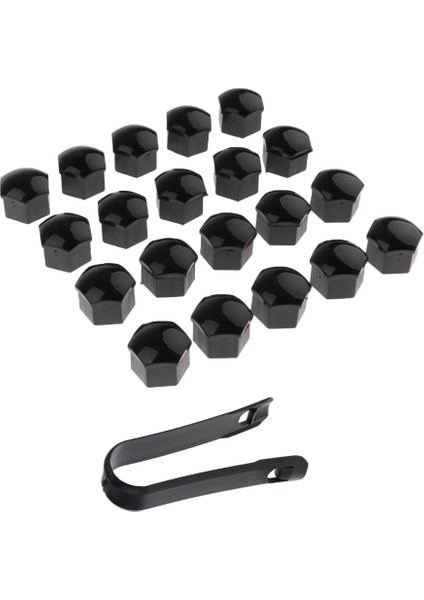 20 Parça Araba Kamyon Tekerlek Lastik Hub Vida Bolt Somun 17MM Plastik Kapaklar Siyah (Yurt Dışından)