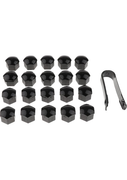 20 Parça Araba Kamyon Tekerlek Lastik Hub Vida Bolt Somun 17MM Plastik Kapaklar Siyah (Yurt Dışından) fiyatları