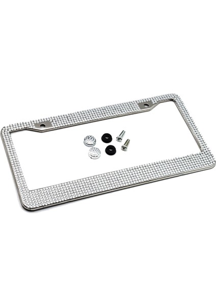 Bling Rhinestone Metal Araba Plaka Çerçevesi Motosiklet Lisansı Bracke 2-Delik Beyaz (Yurt Dışından)