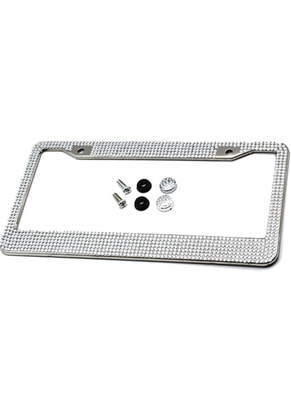Bling Rhinestone Metal Araba Plaka Çerçevesi Motosiklet Lisansı Bracke 2-Delik Beyaz (Yurt Dışından)
