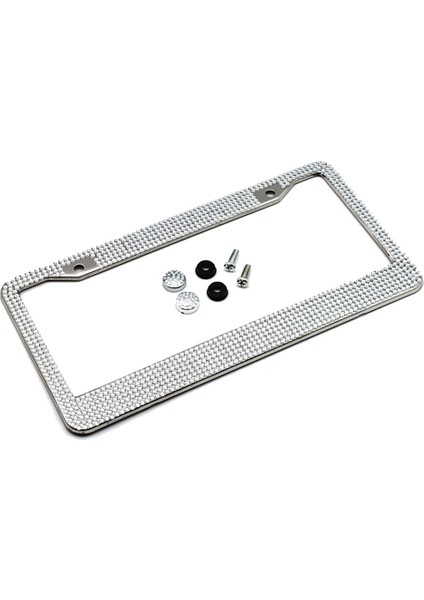 Bling Rhinestone Metal Araba Plaka Çerçevesi Motosiklet Lisansı Bracke 2-Delik Beyaz (Yurt Dışından)