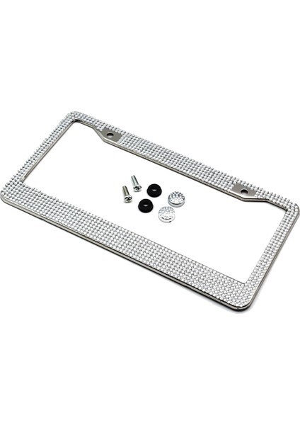 Bling Rhinestone Metal Araba Plaka Çerçevesi Motosiklet Lisansı Bracke 2-Delik Beyaz (Yurt Dışından)