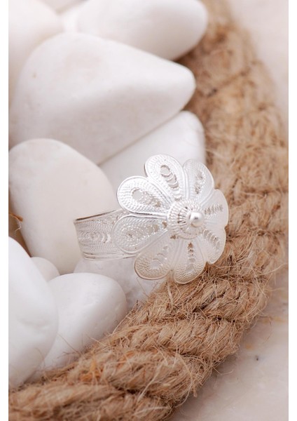 Çiçekli Telkari Elişi Gümüş Yüzük 3354 fiyatları