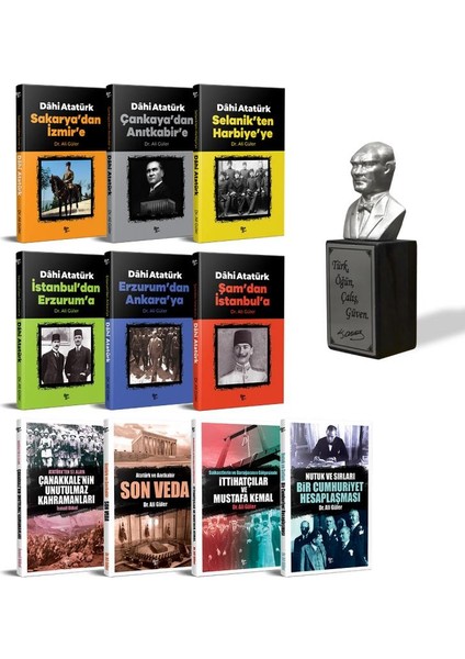 Atatürk'ü Anlamak Seti - 10 Kitap ve Atatürk Büstü Gümüş