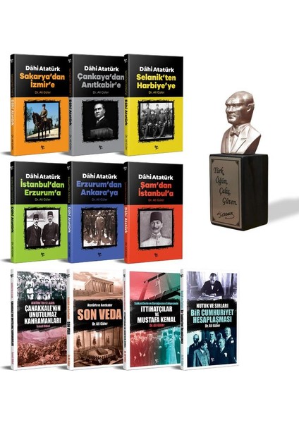 Atatürk'ü Anlamak Seti - 10 Kitap ve Atatürk Büstü Bronz