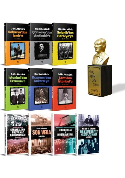 Atatürk'ü Anlamak Seti - 10 Kitap ve Atatürk Büstü Altın