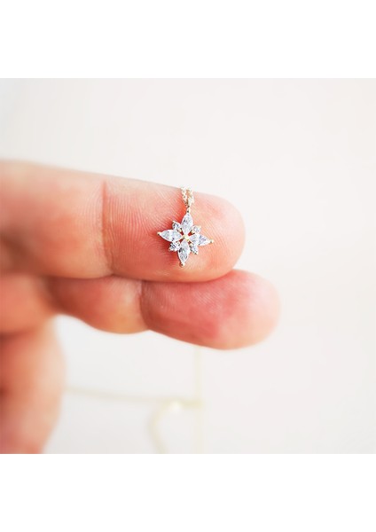 Altın Markiz Taşlı Çiçek Kolye fiyatları