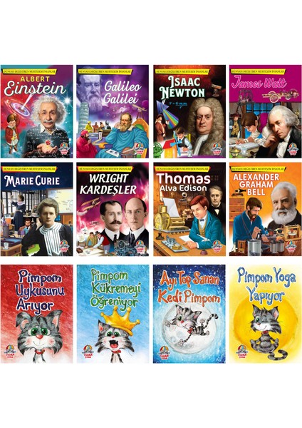 Dünyayı Değiştiren Muhteşem Insanlar Set(8 Kitap) + Kedi Pimpom’un Maceraları Set(4 Kitap)/ 6+ Yaş / 12 Kitap Set / Bilim – Bilim Insanları – Öykü – Hikaye / Yağmur Çocuk
