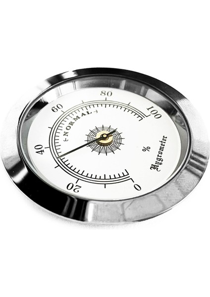 Analog Higrometre Nem Ölçer Humidor Puro Kutusu Için Metal Çerçeve Beyaz 50MM