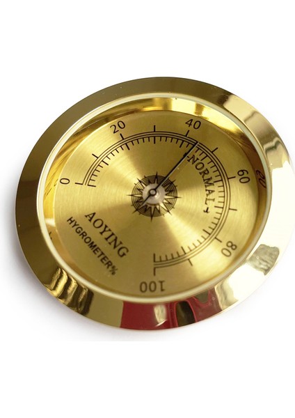 Analog Higrometre Nem Ölçer Humidor Puro Kutusu Için Metal Çerçeve Sarı 50MM