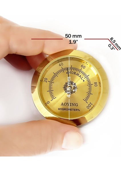 Analog Higrometre Nem Ölçer Humidor Puro Kutusu Için Metal Çerçeve Sarı 50MM