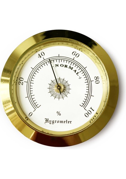 Analog Higrometre Nem Ölçer Humidor Puro Kutusu Için Metal Çerçeve Sarı-Beyaz 50MM
