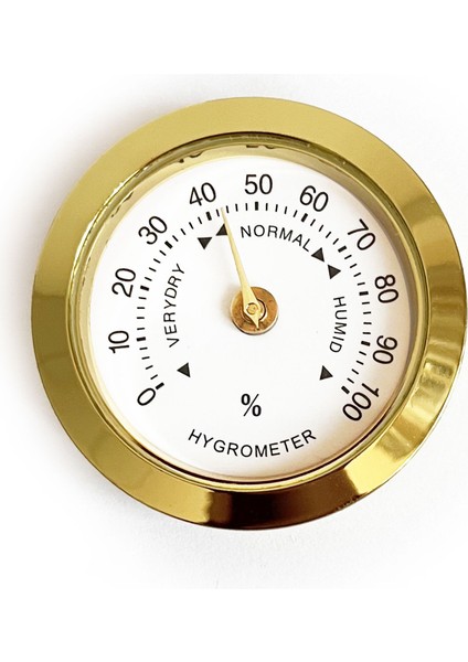 Analog Higrometre Nem Ölçer Humidor Puro Kutusu Için Metal Çerçeve Sarı-Beyaz 37MM