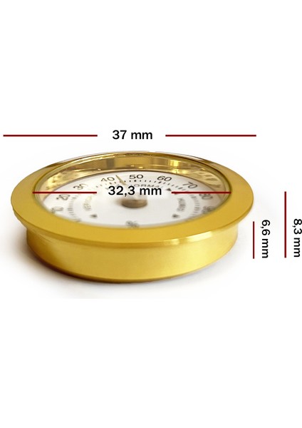 Analog Higrometre Nem Ölçer Humidor Puro Kutusu Için Metal Çerçeve Sarı-Beyaz 37MM