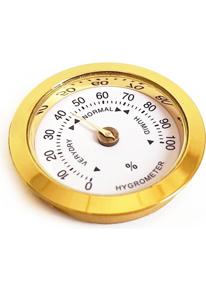 Analog Higrometre Nem Ölçer Humidor Puro Kutusu Için Metal Çerçeve Sarı-Beyaz 37MM