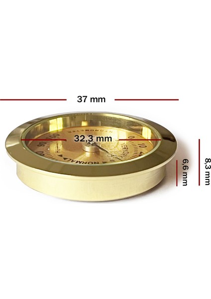 Analog Higrometre Nem Ölçer Humidor Puro Kutusu Için Metal Çerçeve Sarı 37MM