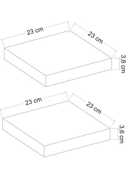 Gizli Tutuculu 2'li Duvar Rafı 23 cm - M.beyaz