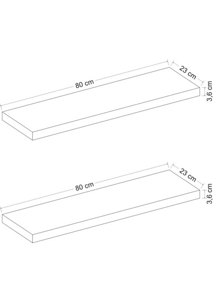 Gizli Tutuculu 2'li Duvar Rafı 80 cm - Sonomo