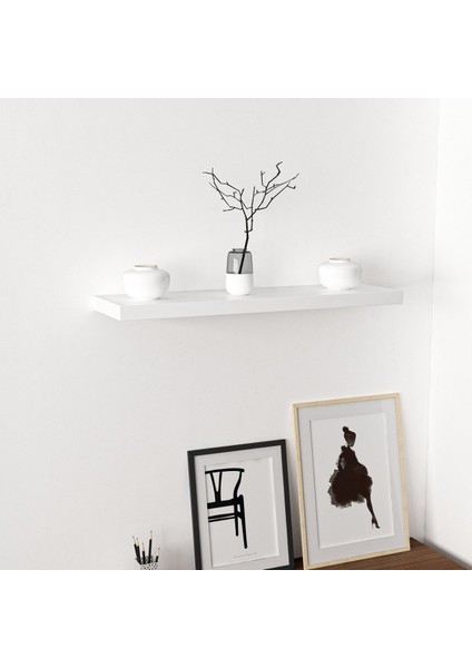 Gizli Tutuculu Duvar Rafı 80 cm - P.beyaz