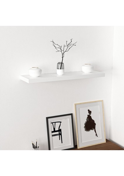 Gizli Tutuculu Duvar Rafı 80 cm - P.beyaz