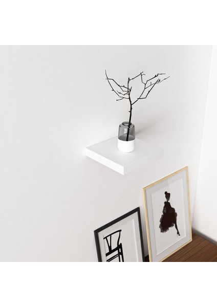 Gizli Tutuculu Duvar Rafı 23 cm - M.beyaz