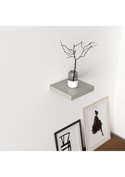Gizli Tutuculu Duvar Rafı 23 cm - P.gri