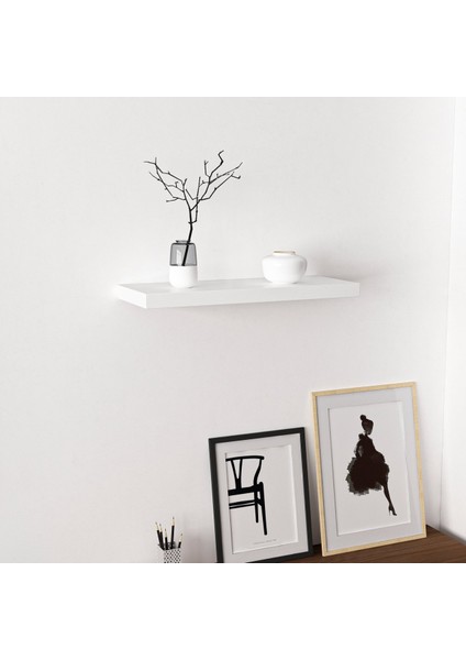Gizli Tutuculu Duvar Rafı 60 cm - Beyaz
