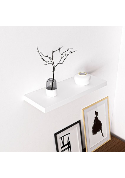 Gizli Tutuculu Duvar Rafı 60 cm - Beyaz