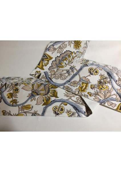 Garden Baskılı Pamuk Duck Kumaş Krem/Çiçek Bantlı Masa örtüsü Dikdörtgen 160*230 cm - 70 fiyatları