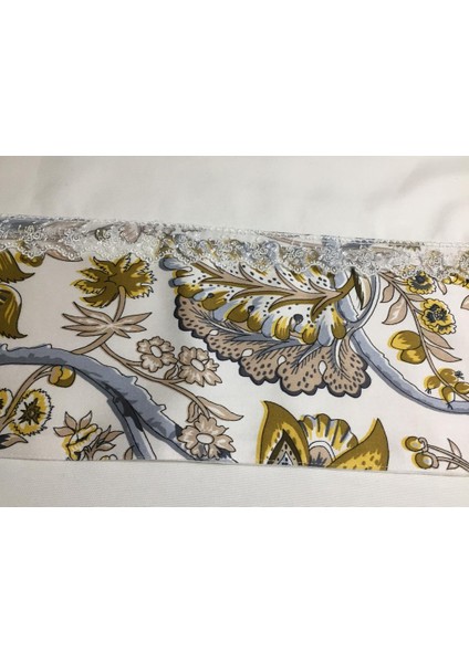 Garden Baskılı Pamuk Duck Kumaş Krem/Çiçek Bantlı Masa örtüsü Dikdörtgen 160*230 cm - 70 modelleri