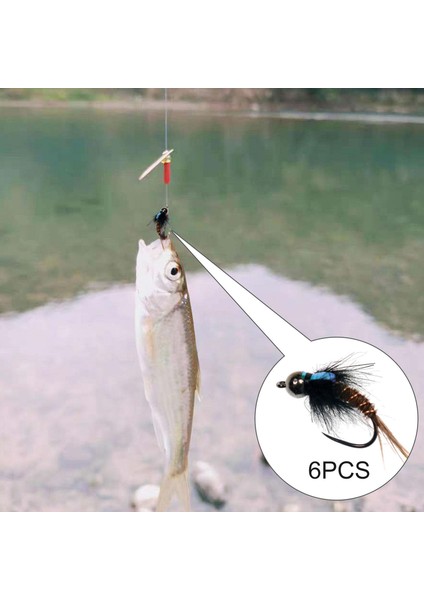 6 Adet # 8 # 10 # 12 Fly Balıkçılık Flies Bait Lure Tungsten Boncuk Başkanı Balıkçılık Cazibesi 16 (Yurt Dışından) fırsatları